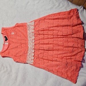 S(7) Coral eyelet dress